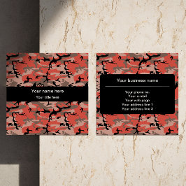 Tarjeta De Visita Cuadrada Camuflaje rojo y marrón, militar, ejército