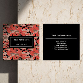 Tarjeta De Visita Cuadrada Camuflaje rojo y marrón, militar, ejército