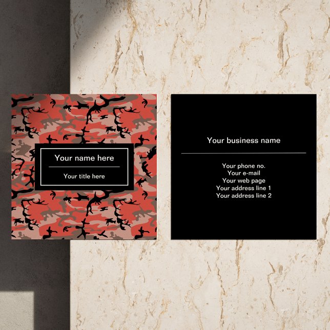 Tarjeta De Visita Cuadrada Camuflaje rojo y marrón, militar, ejército (Subido por el creador)