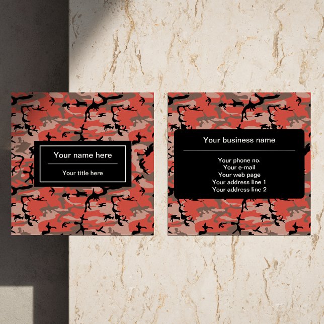 Tarjeta De Visita Cuadrada Camuflaje rojo y marrón, militar, ejército (Subido por el creador)