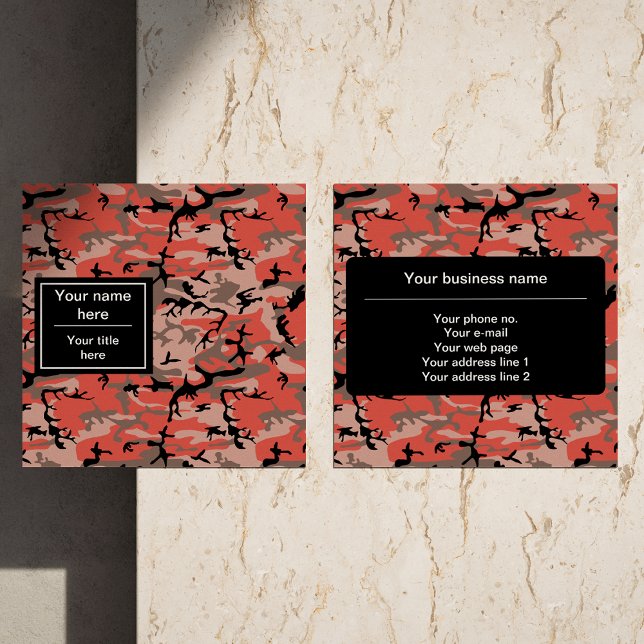 Tarjeta De Visita Cuadrada Camuflaje rojo y marrón, militar, ejército (Subido por el creador)