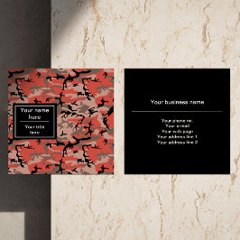 Tarjeta De Visita Cuadrada Camuflaje rojo y marrón, militar, ejército