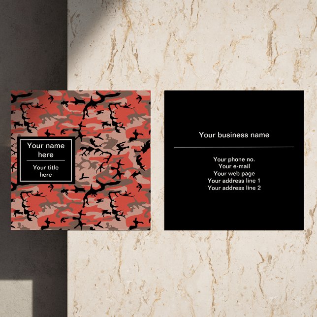 Tarjeta De Visita Cuadrada Camuflaje rojo y marrón, militar, ejército (Subido por el creador)