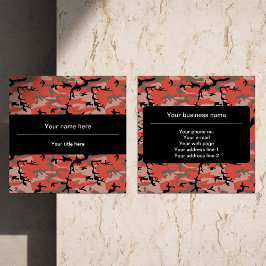 Tarjeta De Visita Cuadrada Camuflaje rojo y marrón, militar, ejército