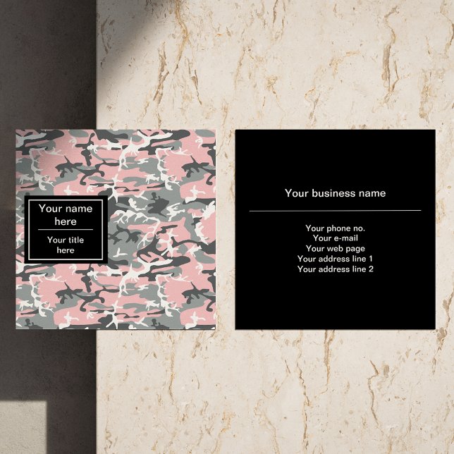 Tarjeta De Visita Cuadrada Camuflaje rosa y gris, ejército, ejército (Subido por el creador)