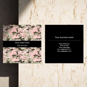 Tarjeta De Visita Cuadrada Camuflaje rosa y verde, Camuflaje, Militar, Ejérci