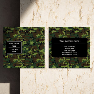 Tarjeta De Visita Cuadrada Camuflaje verde, ejército, ejército