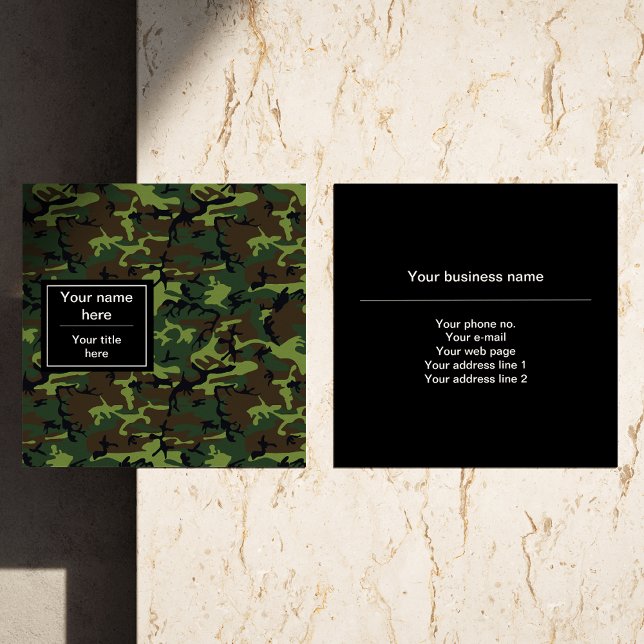 Tarjeta De Visita Cuadrada Camuflaje verde, ejército, ejército (Subido por el creador)