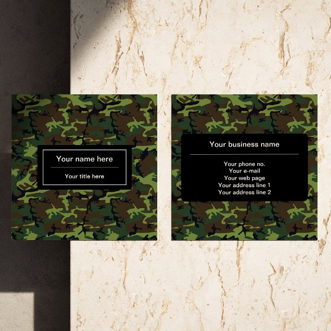 Tarjeta De Visita Cuadrada Camuflaje verde, ejército, ejército (Subido por el creador)