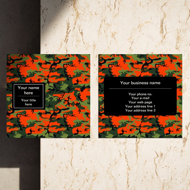 Tarjeta De Visita Cuadrada Camuflaje verde naranja, ejército (Subido por el creador)