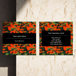 Tarjeta De Visita Cuadrada Camuflaje verde naranja, ejército