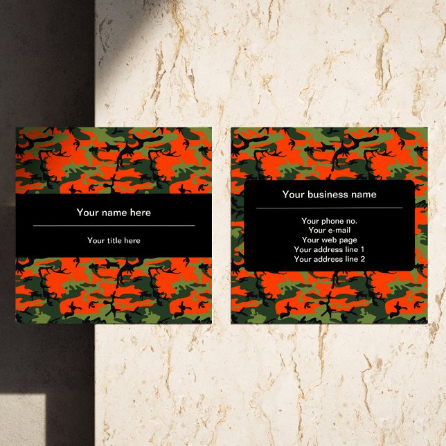 Tarjeta De Visita Cuadrada Camuflaje verde naranja, ejército (Subido por el creador)