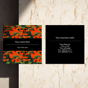 Tarjeta De Visita Cuadrada Camuflaje verde naranja, ejército