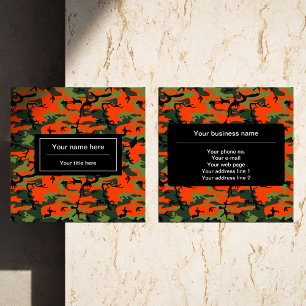 Tarjeta De Visita Cuadrada Camuflaje verde y naranja, Camuflaje, Militar, Ejé