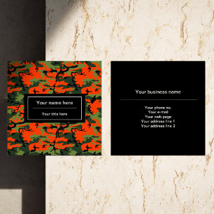 Tarjeta De Visita Cuadrada Camuflaje verde y naranja, Camuflaje, Militar, Ejé