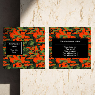 Tarjeta De Visita Cuadrada Camuflaje verde y naranja, Camuflaje, Militar, Ejé