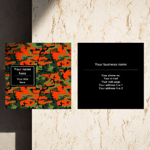 Tarjeta De Visita Cuadrada Camuflaje verde y naranja, Camuflaje, Militar, Ejé