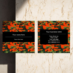 Tarjeta De Visita Cuadrada Camuflaje verde y naranja, Camuflaje, Militar, Ejé