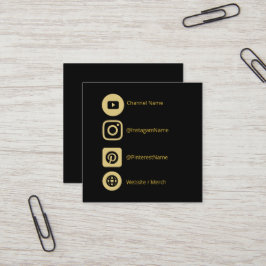 TARJETA DE VISITA CUADRADA CANAL DE YOUTUBE SOCIAL MEDIA PROMOCIÓN DE ORO NEG