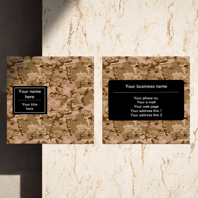 Tarjeta De Visita Cuadrada Canales de camuflaje del desierto, patrón militar, (Subido por el creador)