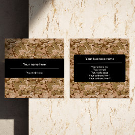 Tarjeta De Visita Cuadrada Canales de camuflaje del desierto, patrón militar,