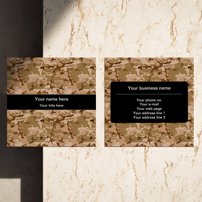 Tarjeta De Visita Cuadrada Canales de camuflaje del desierto, patrón militar, (Subido por el creador)