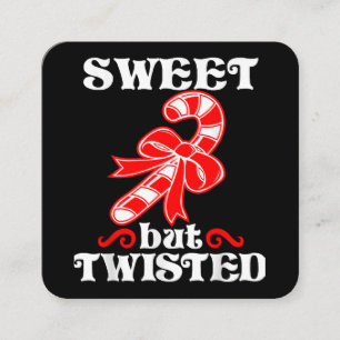 Tarjeta De Visita Cuadrada Candy Cane Sweet Pero Twist Funny Navidades