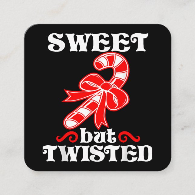 Tarjeta De Visita Cuadrada Candy Cane Sweet Pero Twist Funny Navidades (Anverso)