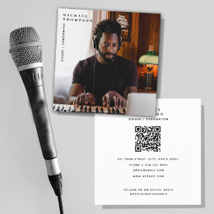 Tarjeta De Visita Cuadrada Cantante Musician Photo Performer QR Code