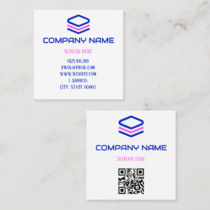Tarjeta De Visita Cuadrada Capas de Hexágono de Tecnología Moderna Código QR