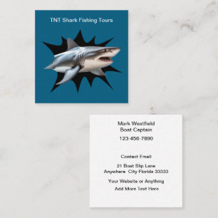 Tarjeta De Visita Cuadrada Capitán de barco de tour de pesca de tiburones
