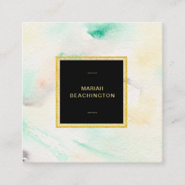 Tarjeta De Visita Cuadrada Capítulo en colores pastel abstracto del purpurina