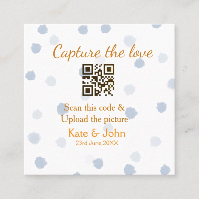 Tarjeta De Visita Cuadrada Capturar el amor añadir QR escanear subir imagen a (Anverso)
