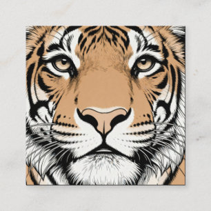 Tarjeta De Visita Cuadrada Cara de Tigre Mirando, Tigre