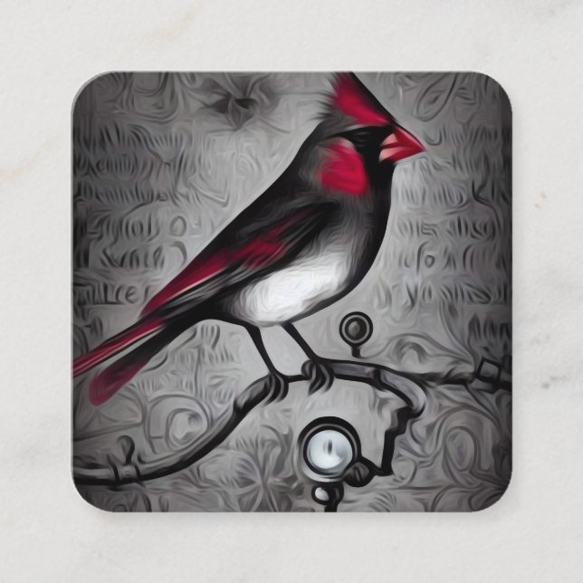 Tarjeta De Visita Cuadrada Cardenal pintado de época (Anverso)