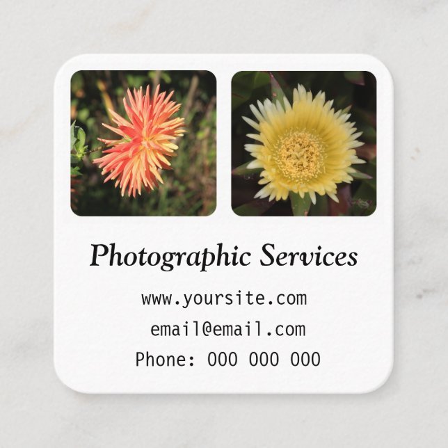 Tarjeta De Visita Cuadrada cargar tu negocio de fotos (Anverso)