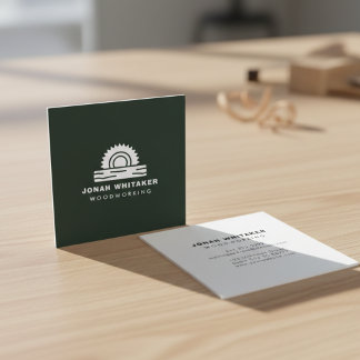 Tarjeta De Visita Cuadrada Carpintero Personalizado Bosque Oscuro Verde