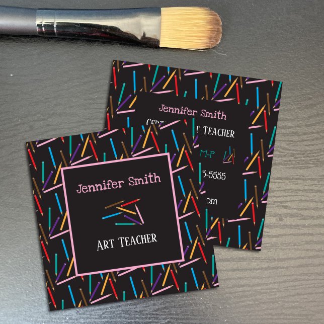 Tarjeta De Visita Cuadrada Cartas de contacto negras del maestro de arte de l (Subido por el creador)