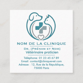Tarjeta De Visita Cuadrada Carte de Visite Carrée Vétérinaire Personnalisable