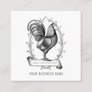 Tarjeta De Visita Cuadrada Cartel de pollo de época Farm Square Business Card