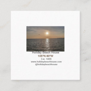 Tarjeta De Visita Cuadrada Casa de playa de vacaciones longitud latitud est. 