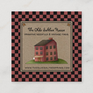 Tarjeta De Visita Cuadrada Casa de Saltbox Rústica Primitiva