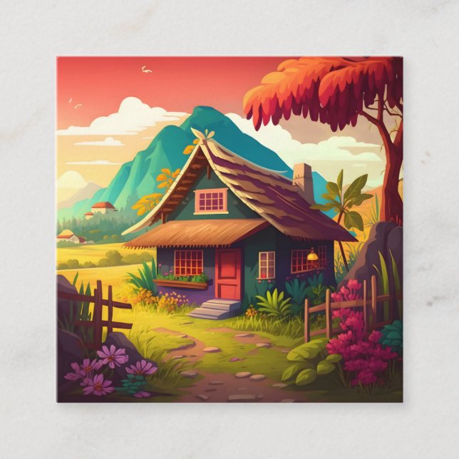 Tarjeta De Visita Cuadrada Casa tradicional filipina-36543 (Anverso)