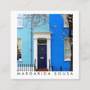 Tarjeta De Visita Cuadrada Casas azules de Londres Inglaterra Turismo fotogr