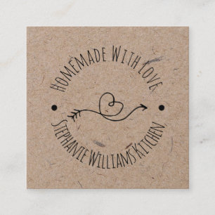 Tarjeta De Visita Cuadrada Casero con amor   Kraft Paper Look  Heart Arrow