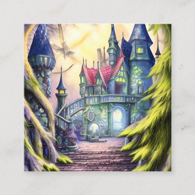 Tarjeta De Visita Cuadrada Castillo de Fantasy (Anverso)