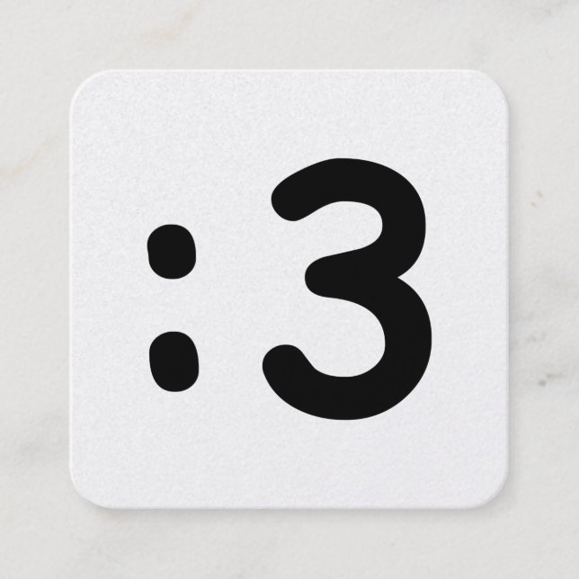 Tarjeta De Visita Cuadrada Cat Face Emoticon :3 (Anverso)