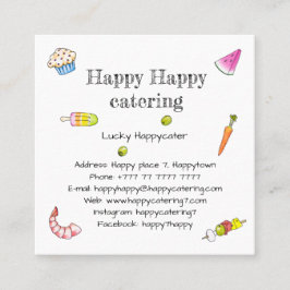 Tarjeta De Visita Cuadrada Catering Restaurant Event Planner Grocery shop