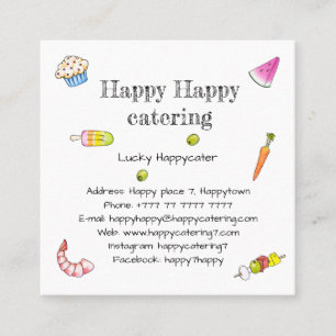Tarjeta De Visita Cuadrada Catering Restaurant Event Planner Grocery shop