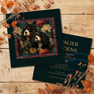Tarjeta De Visita Cuadrada Cavalier King Charles Spaniels CKCS perros tricolo